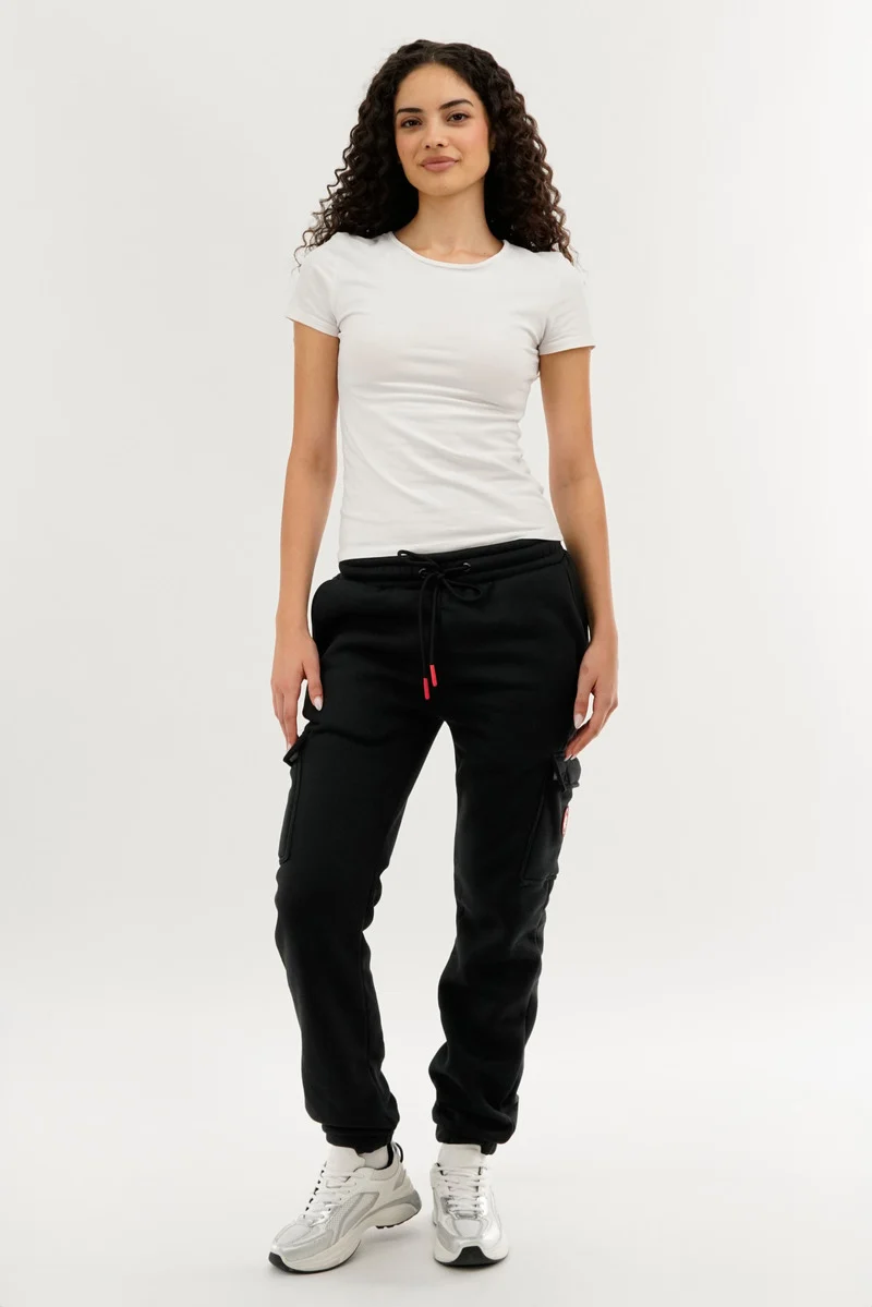 Fleece Cargo Joggers - Black - Image 5