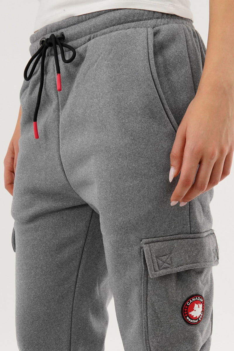 Fleece Cargo Joggers - Grey - Image 4