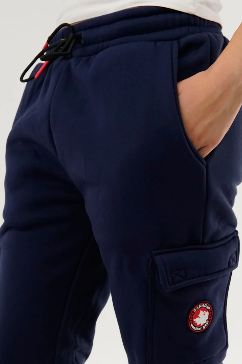 Fleece Cargo Joggers - Navy - Image 4