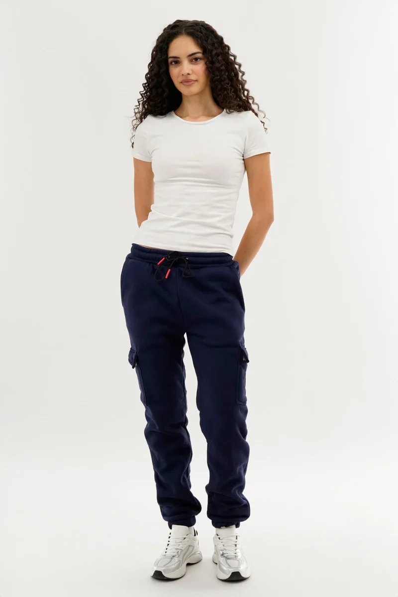 Fleece Cargo Joggers - Navy - Image 5