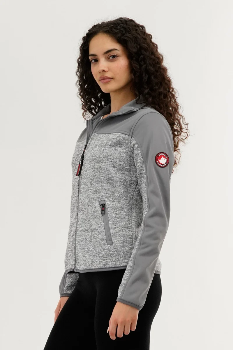 Zip Up Knit Lightweight Jacket - Grey - Image 2