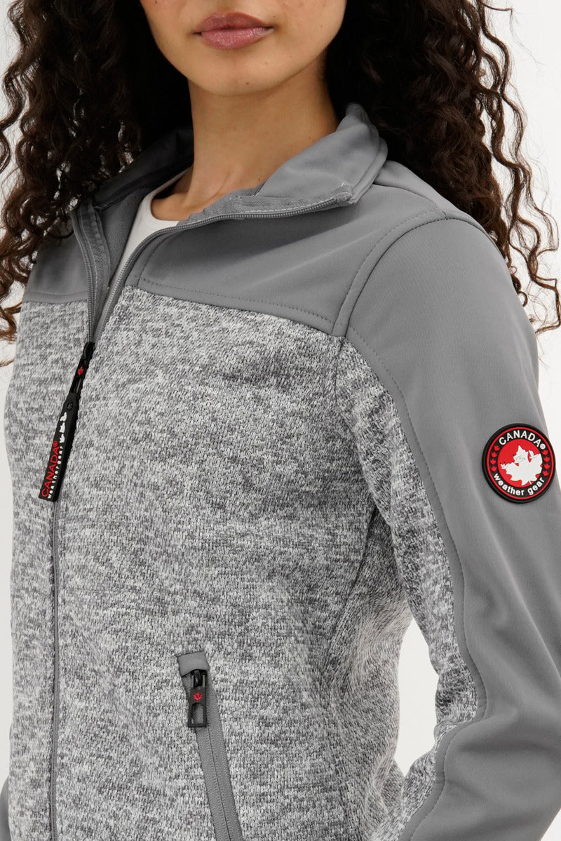 Zip Up Knit Lightweight Jacket - Grey - Image 4