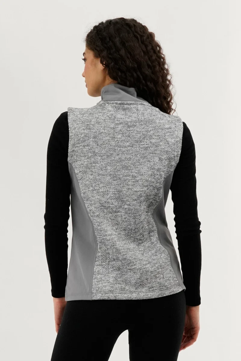 Fleece Zip Up Vest - Grey - Image 3
