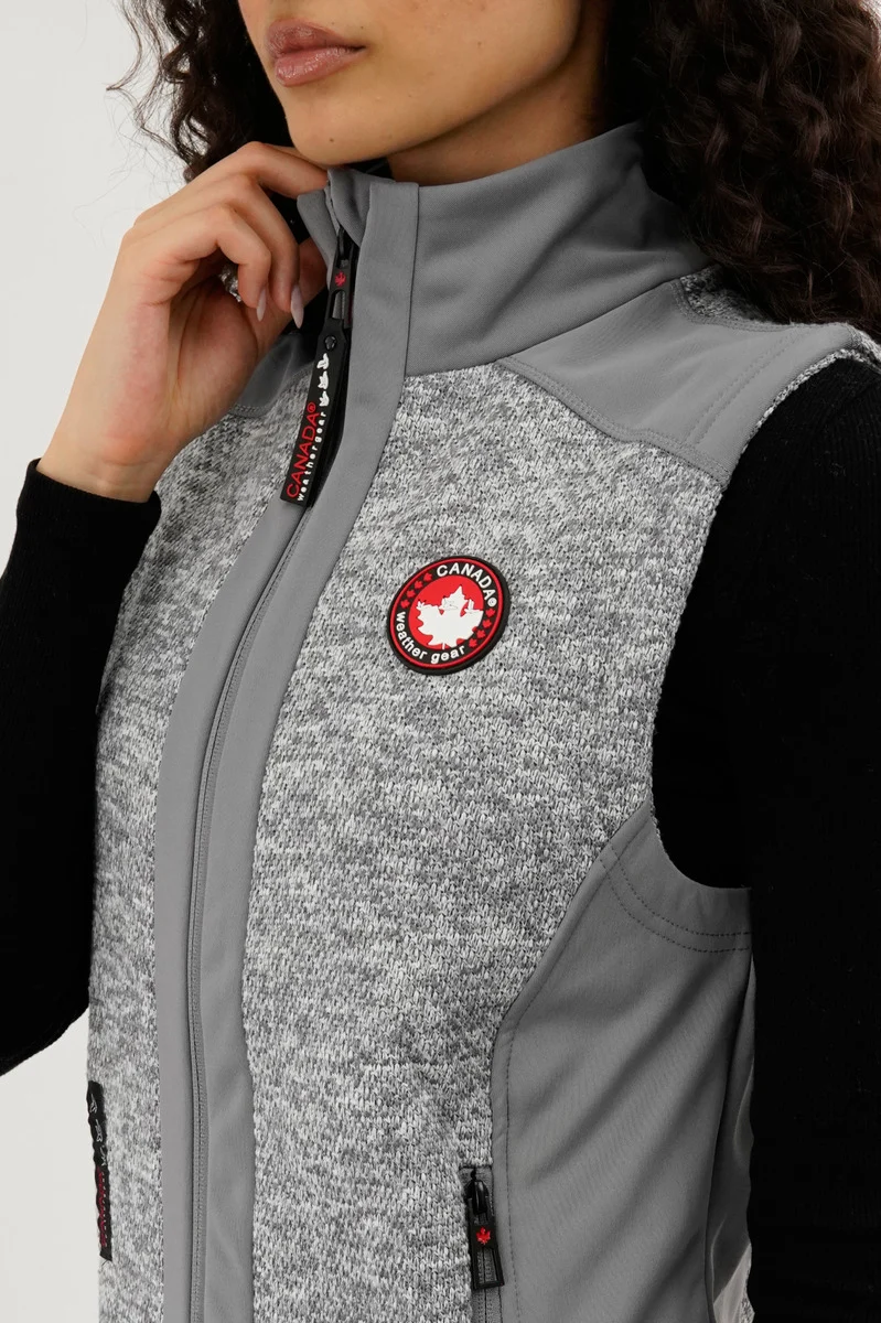 Fleece Zip Up Vest - Grey - Image 4