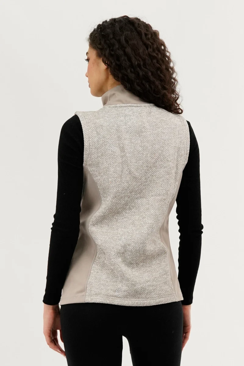 Fleece Zip Up Vest - Cream - Image 3