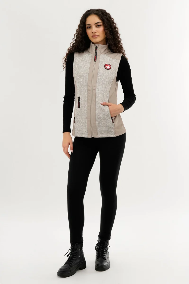 Fleece Zip Up Vest - Cream - Image 5