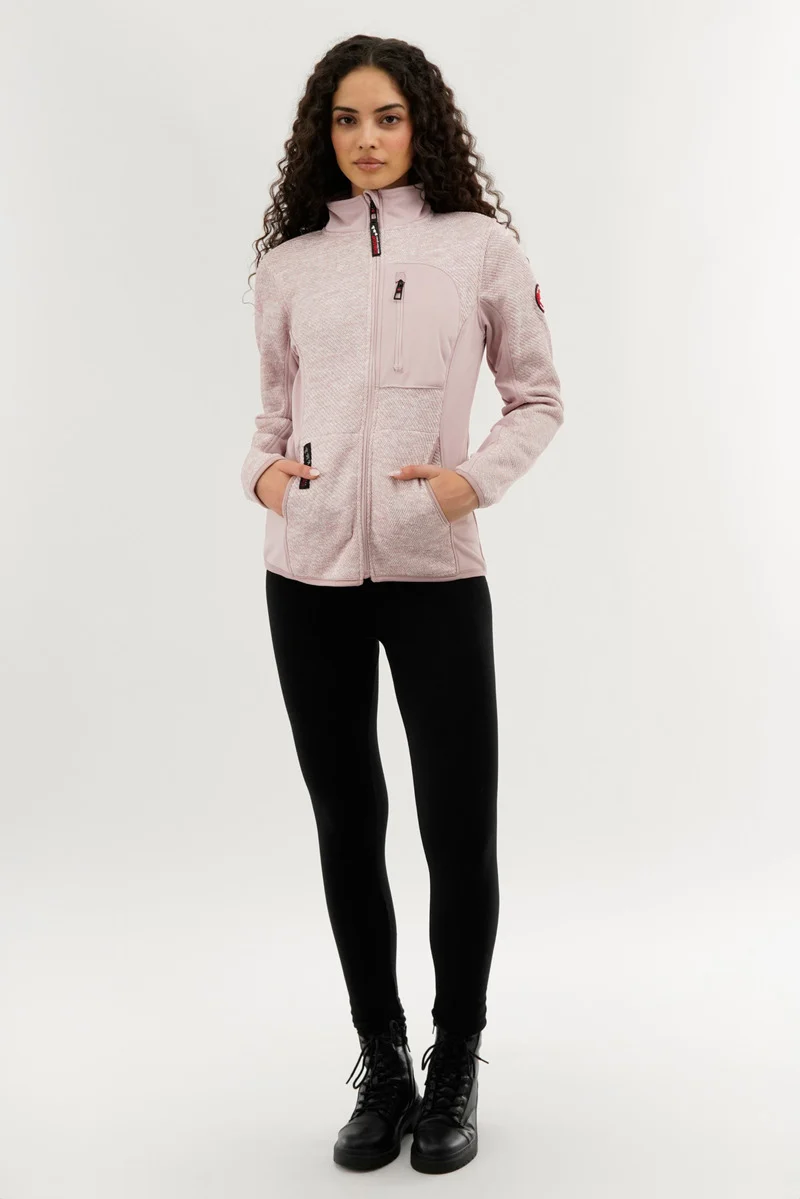 Fleece Zip Up Lightweight Jacket - Pink - Image 5