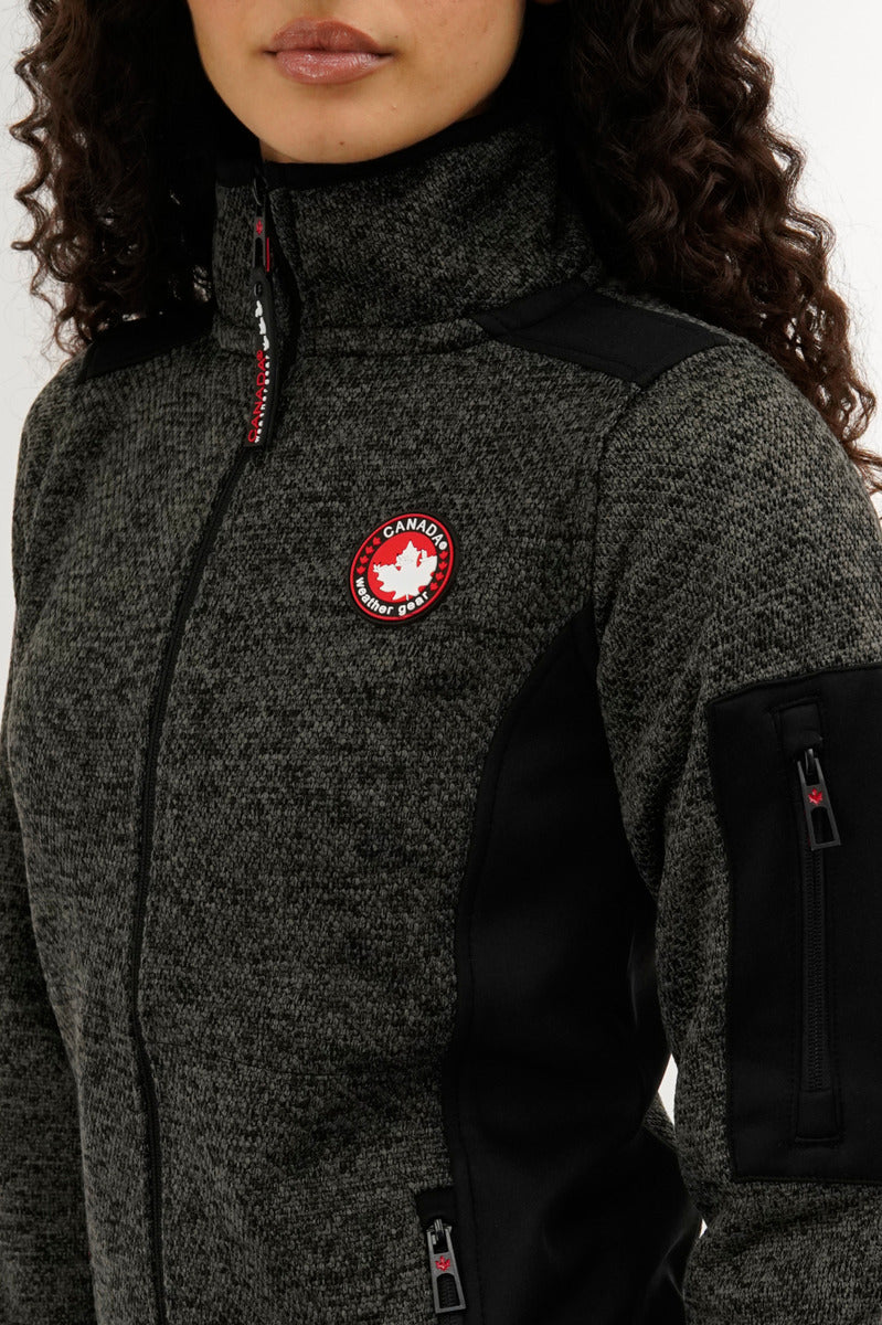 Zip Up Sleeve Pocket Fleece Lightweight Jacket - Black - Image 4
