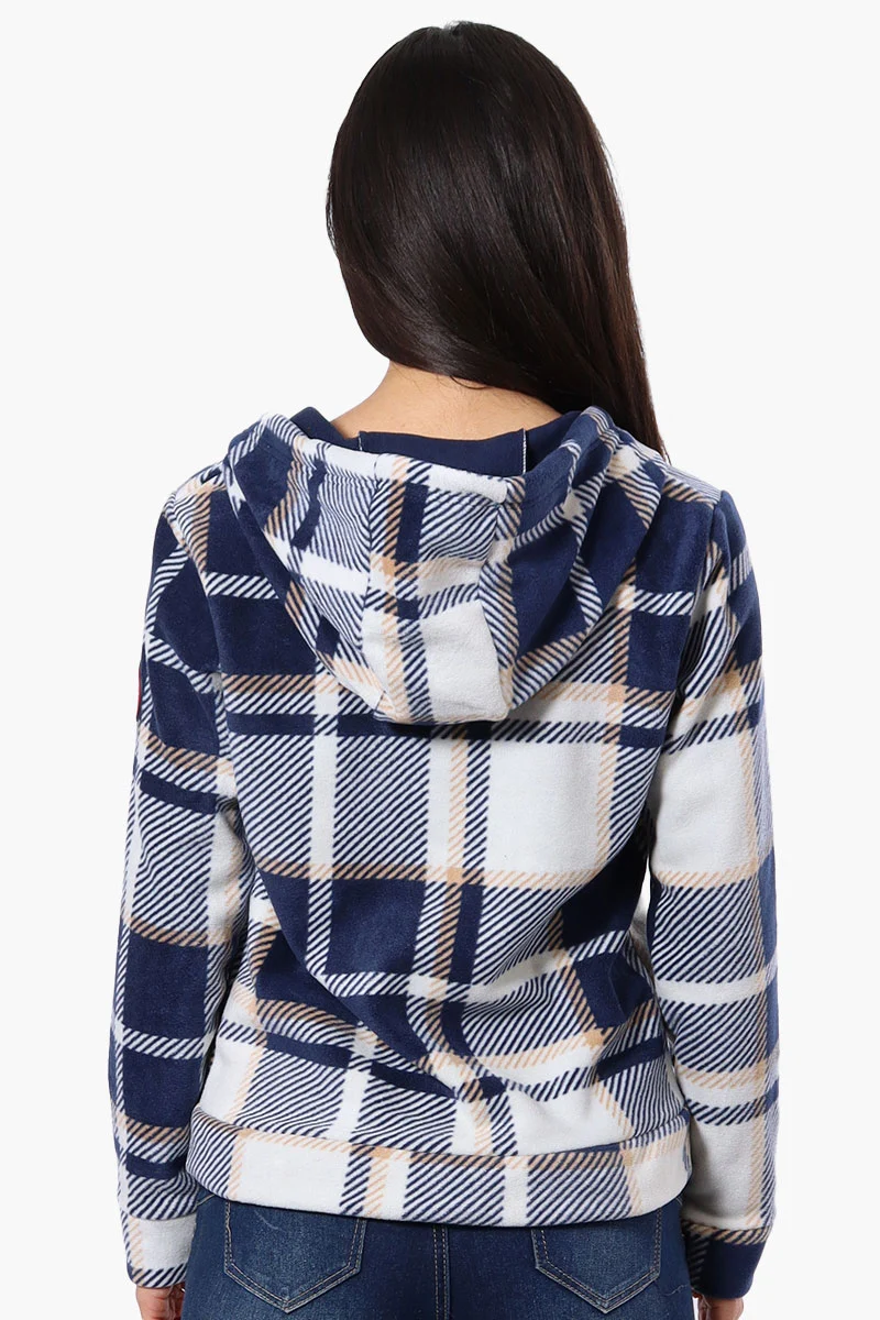 Plaid Fleece Hoodie - Navy - Image 3