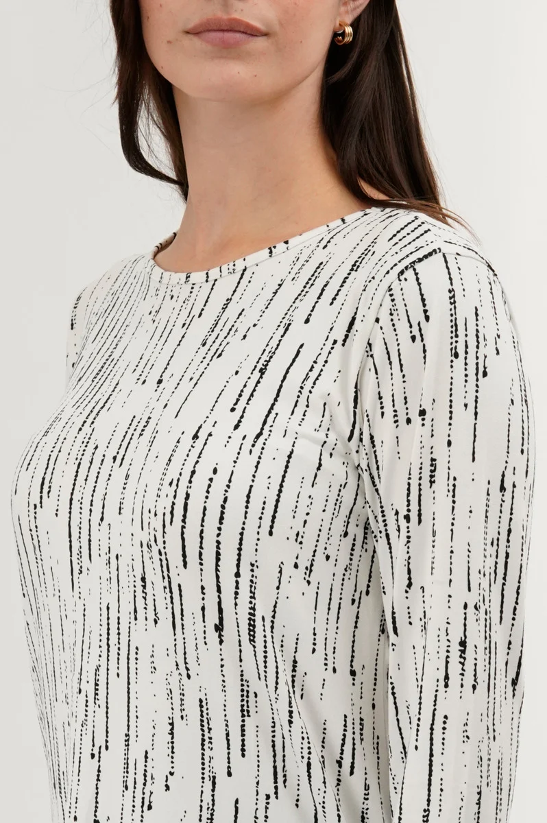 Patterned 3/4 Sleeve Blouse - White - Image 4
