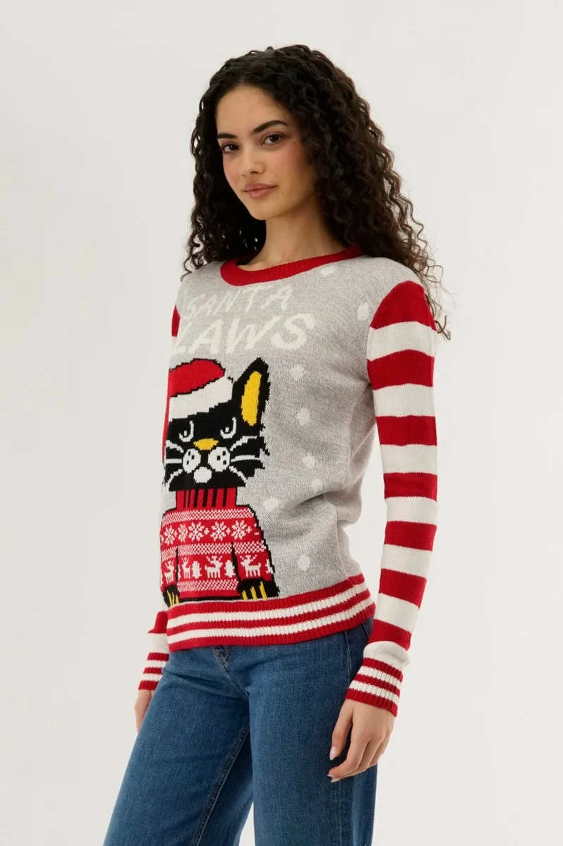 Santa Claws Christmas Sweater - Red - Image 2