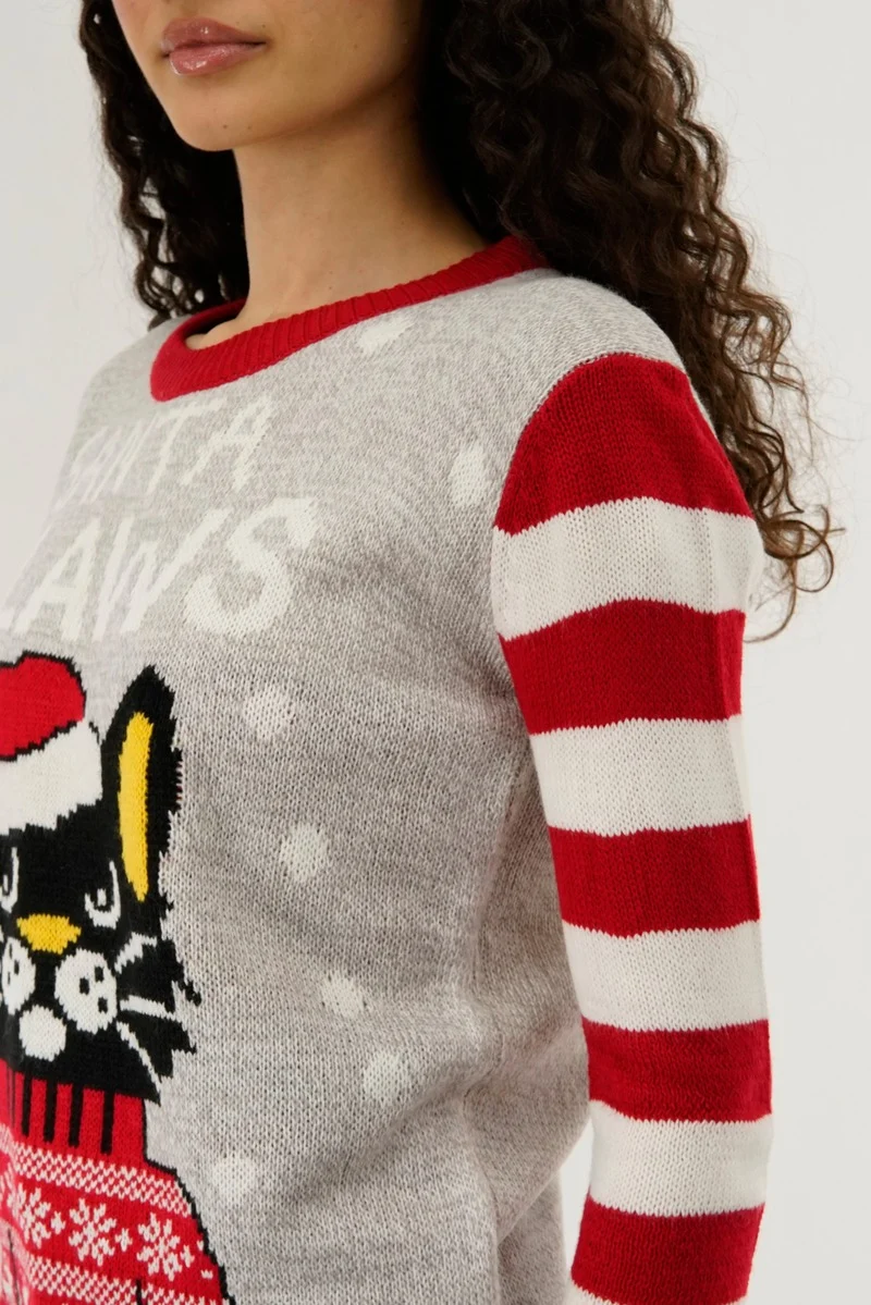 Santa Claws Christmas Sweater - Red - Image 4