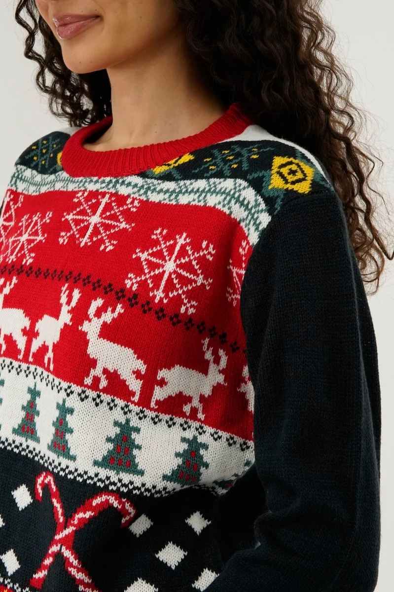 Candy Cane Christmas Sweater - Red - Image 4