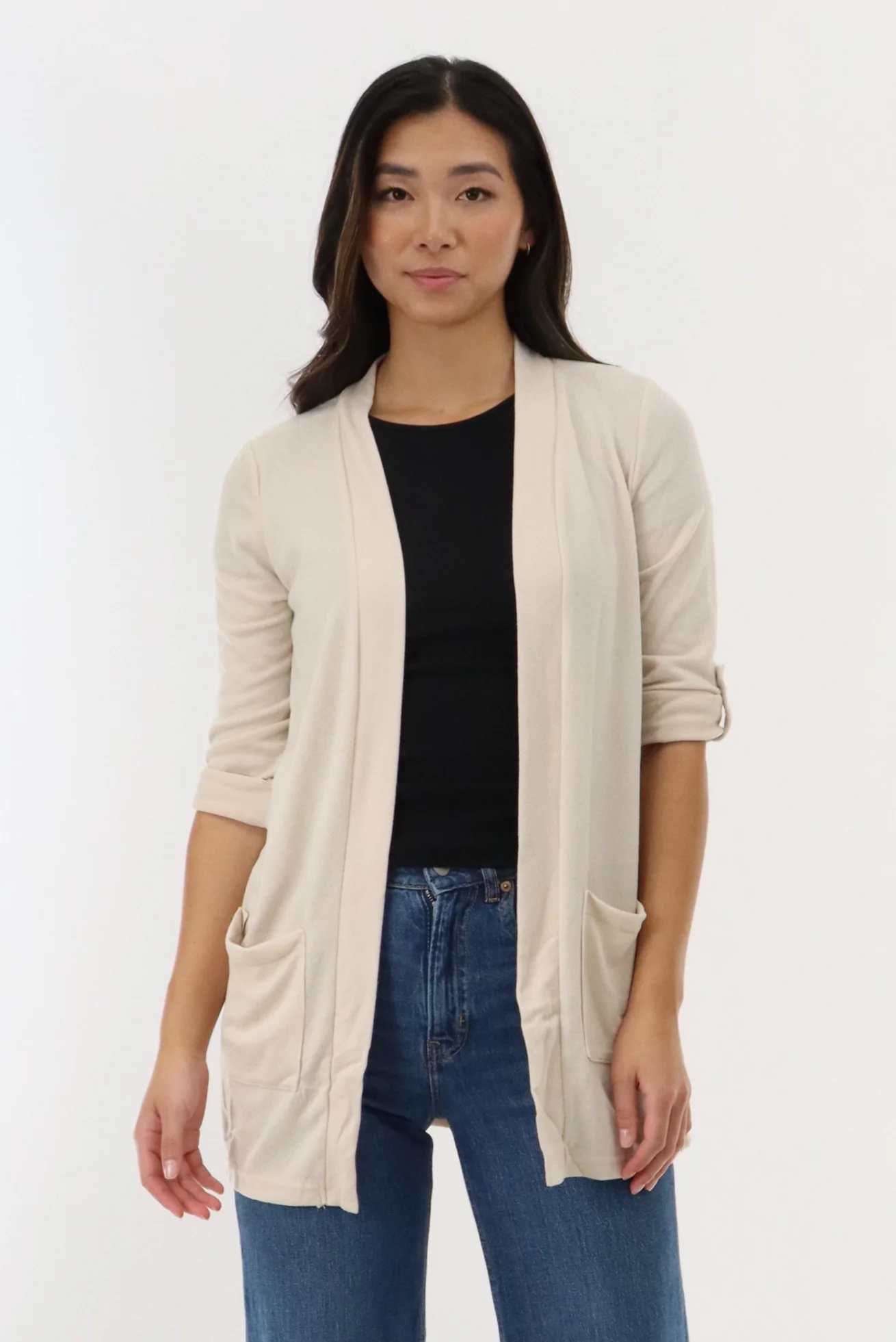 Long Open Cardigan - Cream