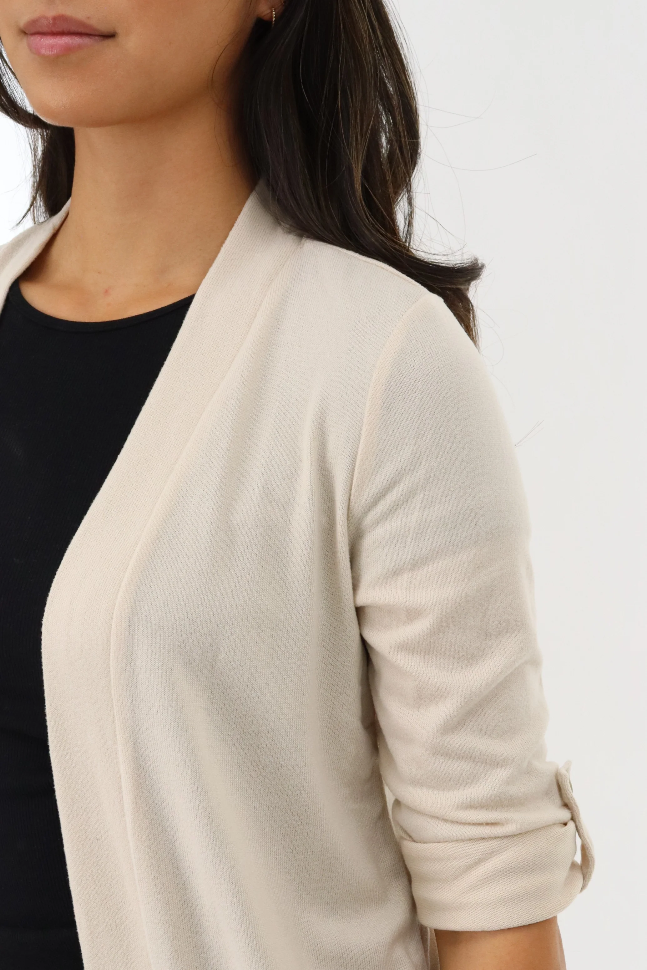 Long Open Cardigan - Cream - Image 4