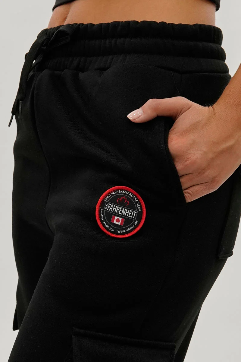 Wide Leg Cargo Sweatpants - Black - Image 4
