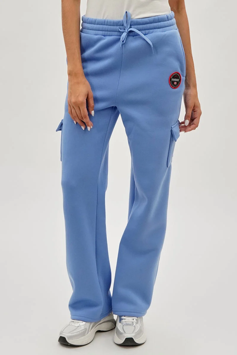 Wide Leg Cargo Sweatpants - Blue