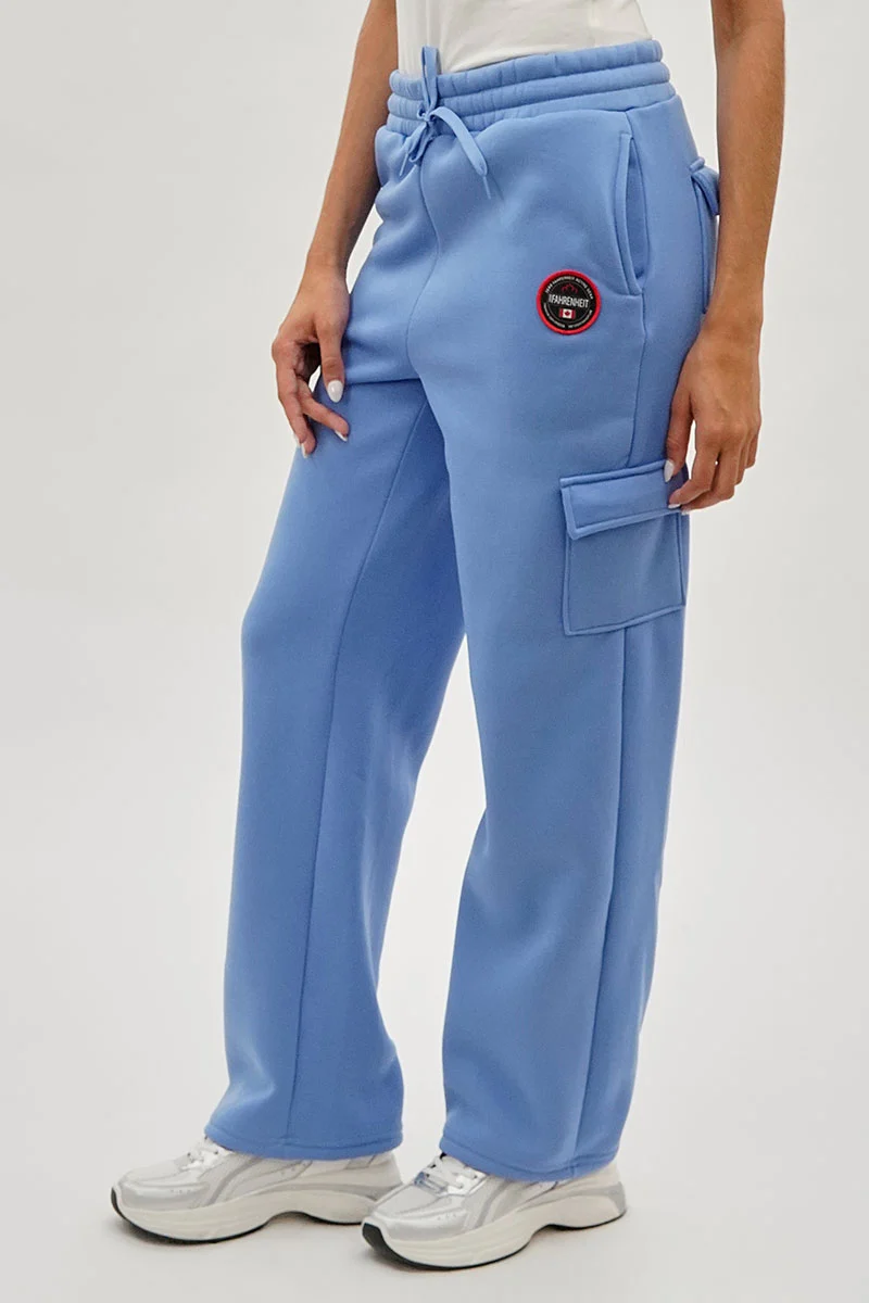 Wide Leg Cargo Sweatpants - Blue - Image 2