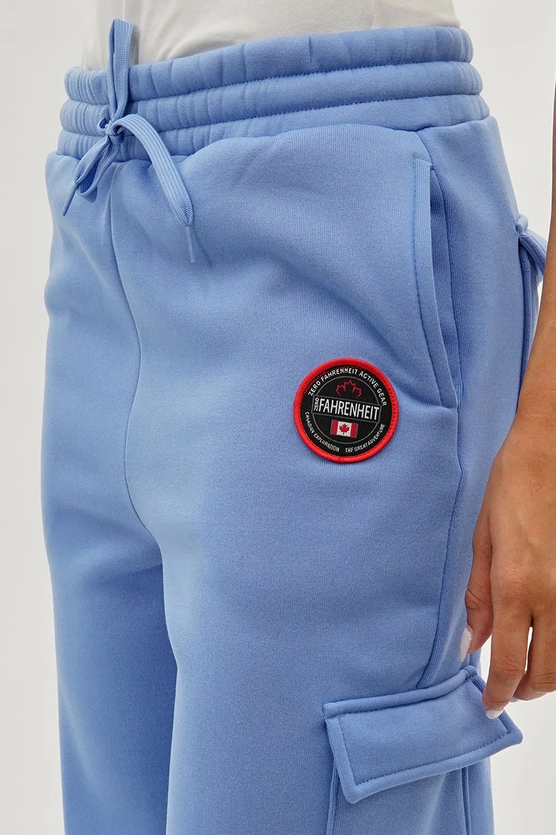 Wide Leg Cargo Sweatpants - Blue - Image 4