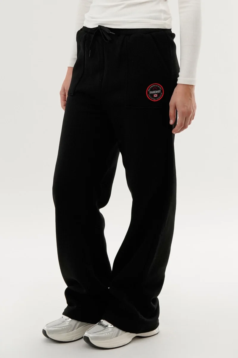 Wide Leg Sweatpants - Black - Image 2