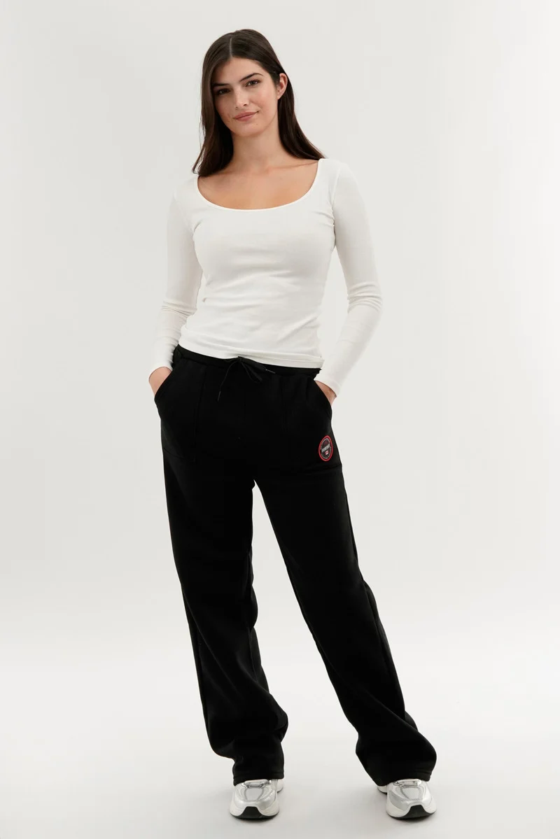 Wide Leg Sweatpants - Black - Image 5