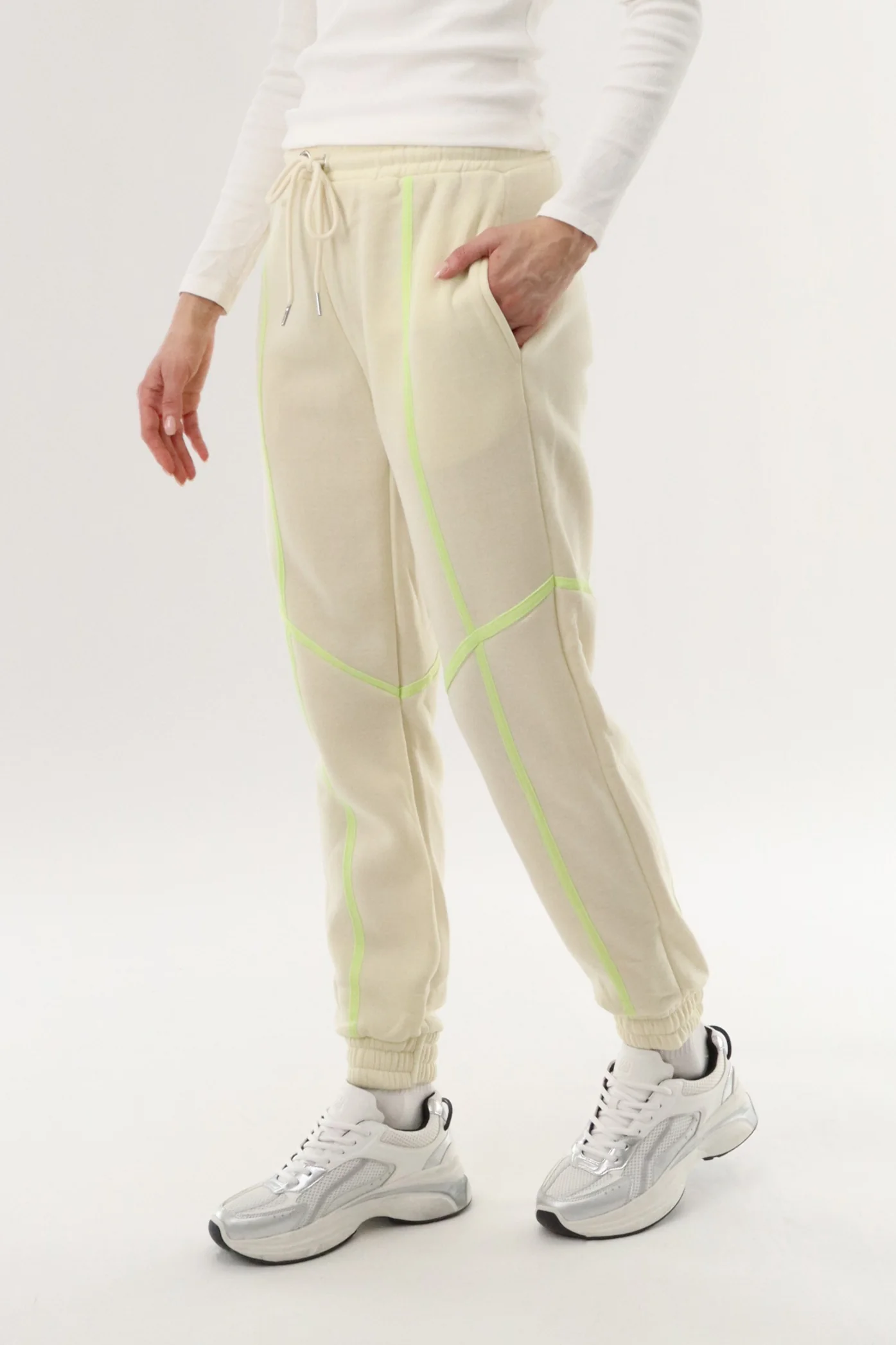 Fleece Joggers - Cream - Image 2