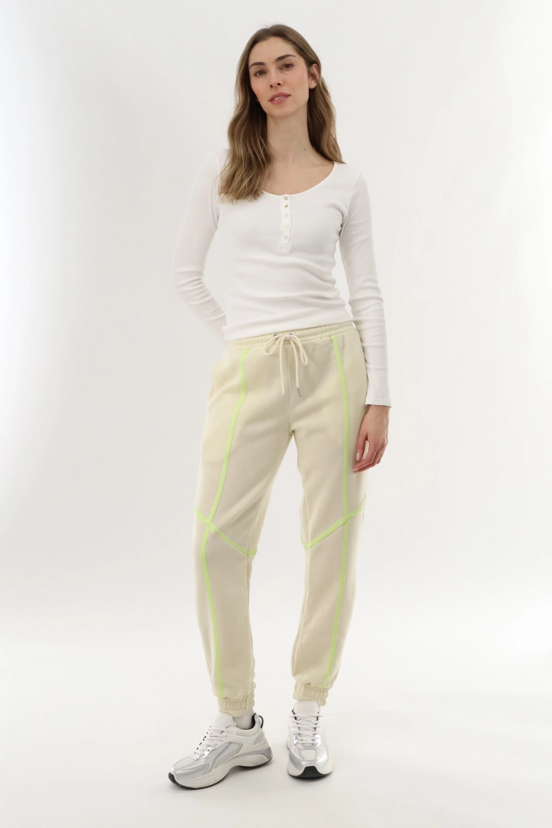 Fleece Joggers - Cream - Image 5