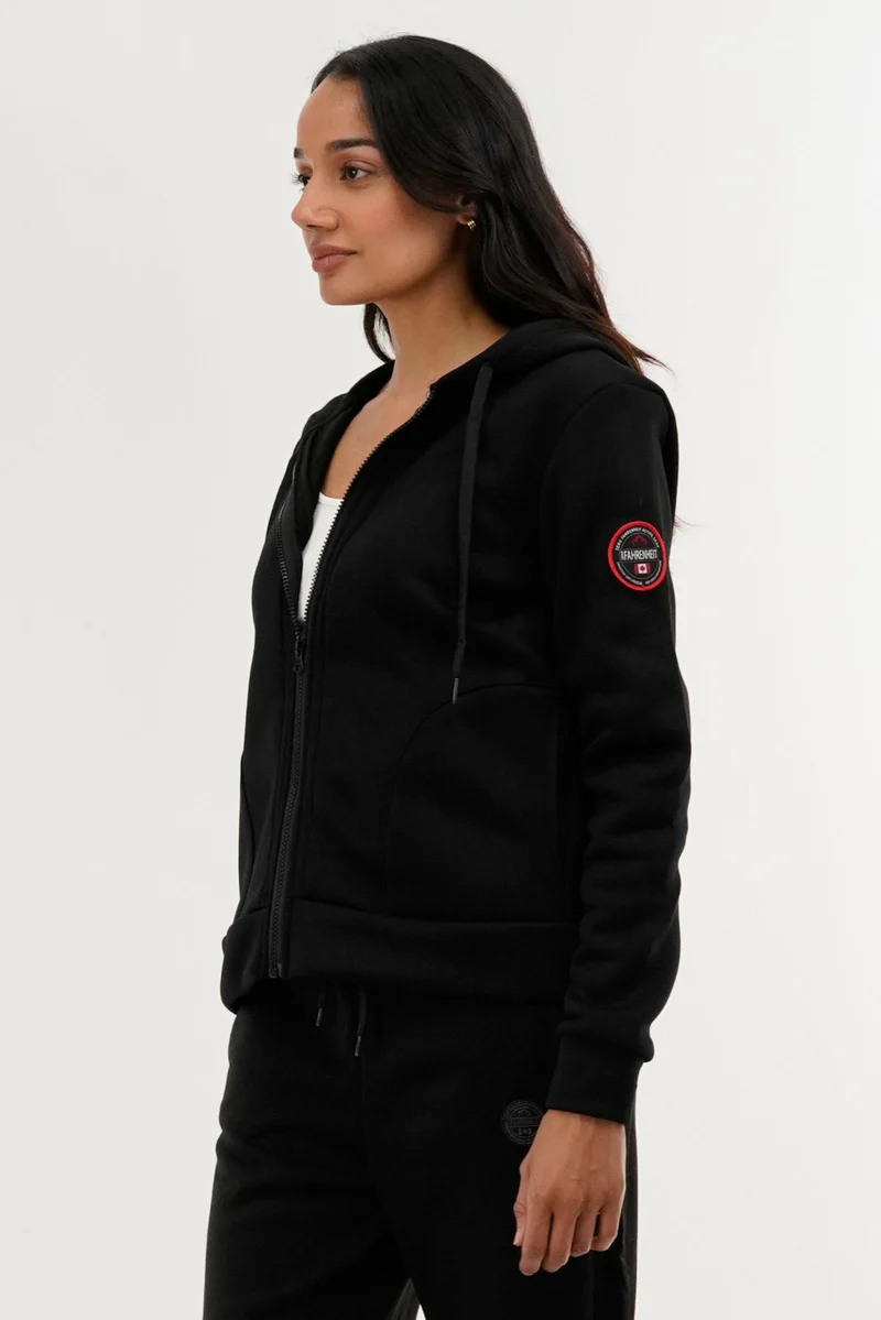 Classic Zip Up Hoodie - Black - Image 2