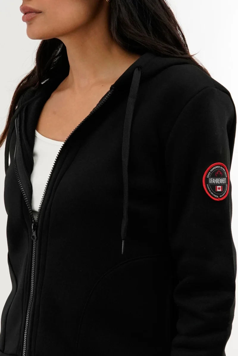 Classic Zip Up Hoodie - Black - Image 4