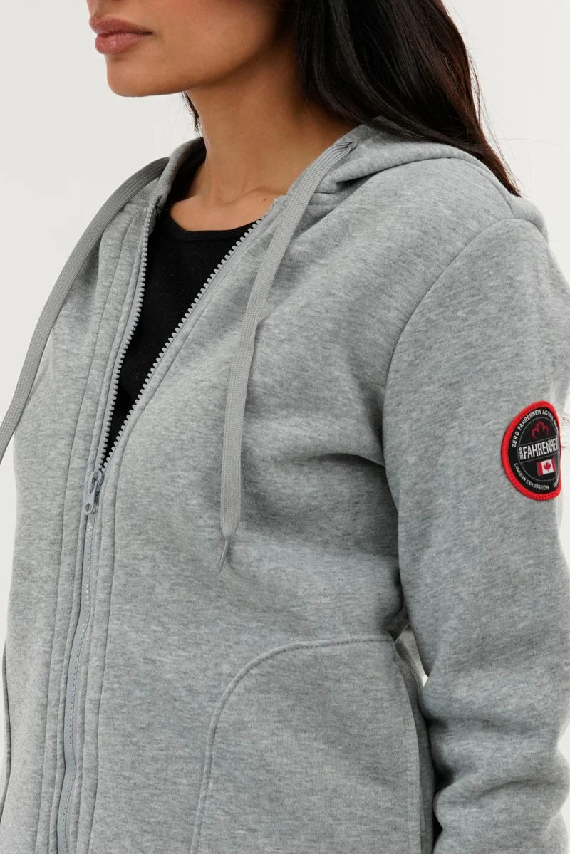 Classic Zip Up Hoodie - Grey - Image 4