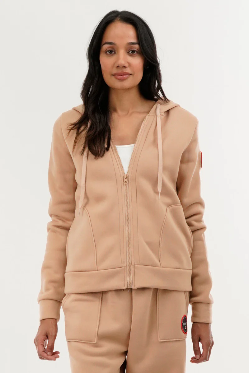 Classic Zip Up Hoodie - Beige