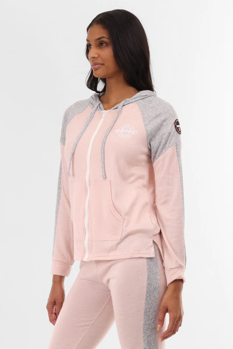 Lightweight Zip Up Hoodie - Pink - Image 2