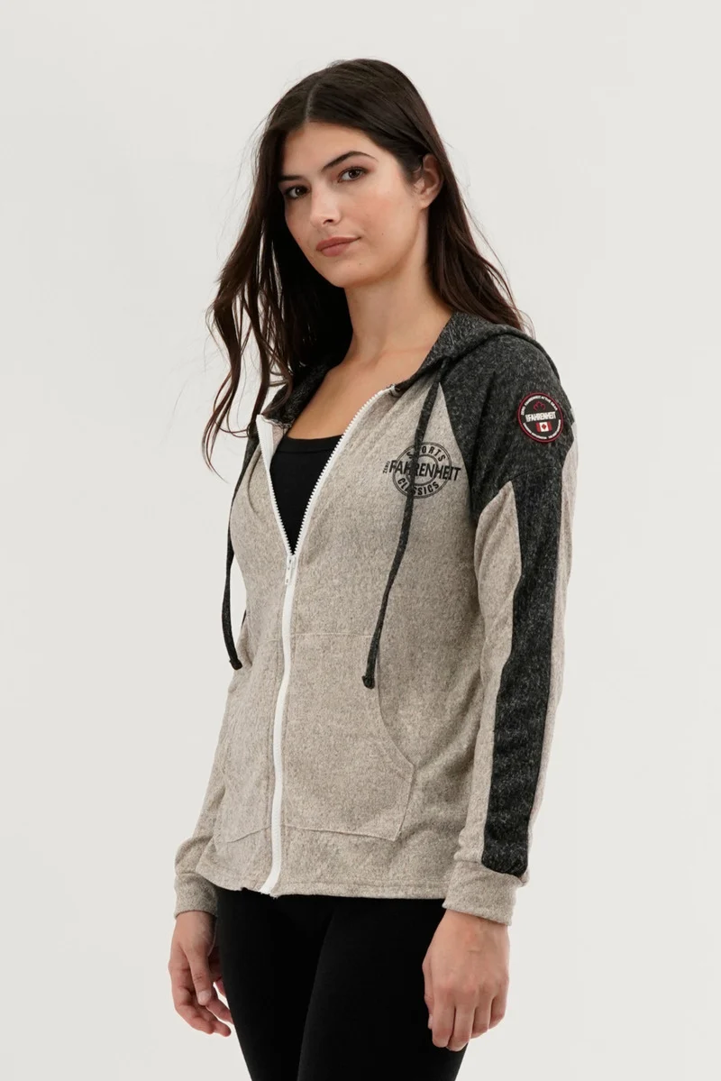 Lightweight Zip Up Hoodie - Cream - Image 2