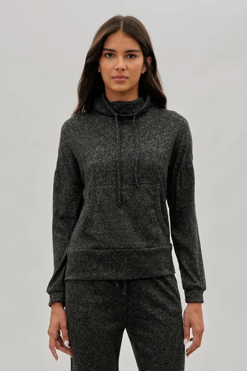Cowl Neck Sweatshirt - Black