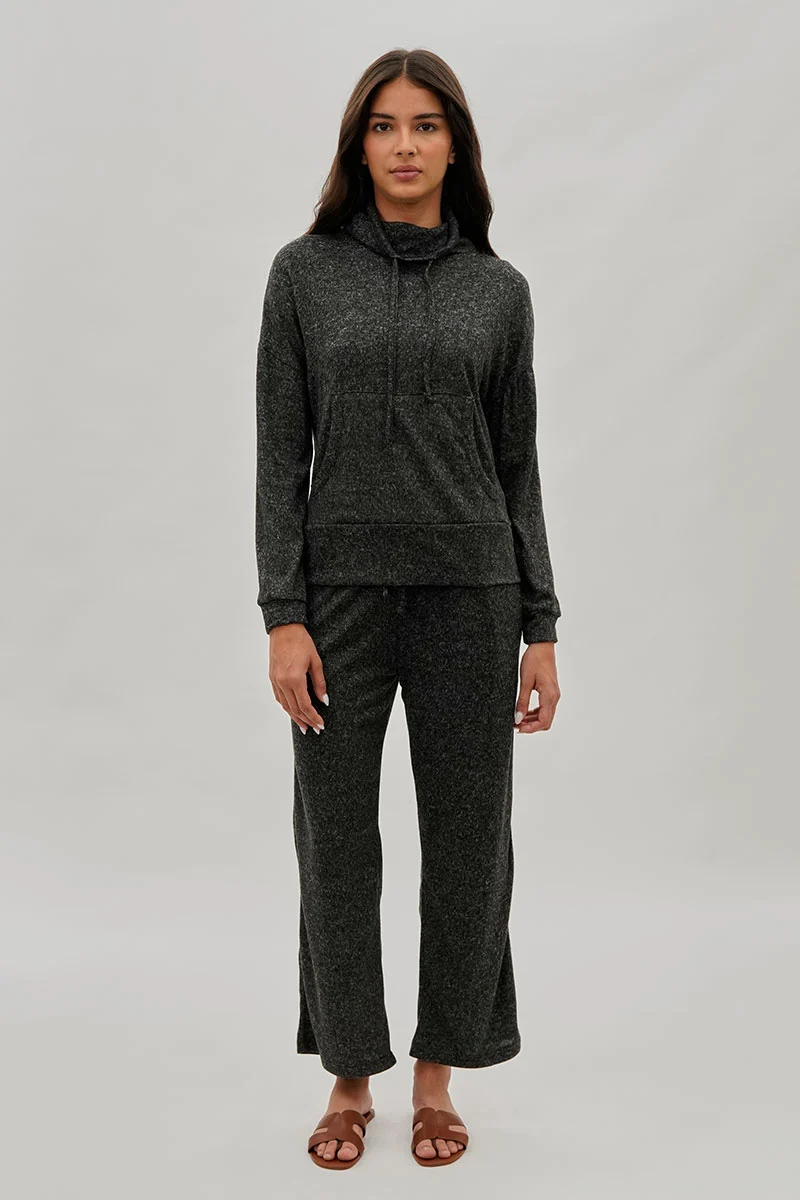 Cowl Neck Sweatshirt - Black - Image 5