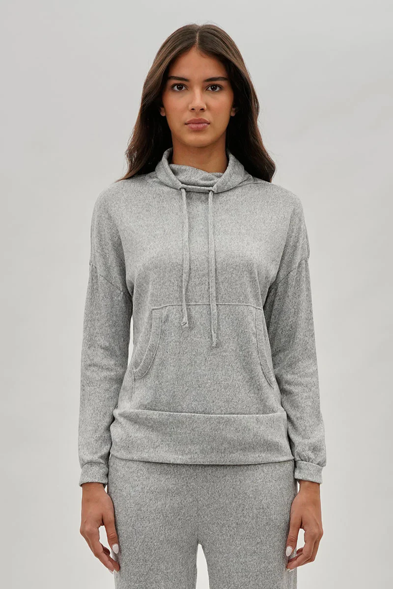 Cowl Neck Sweatshirt - Grey
