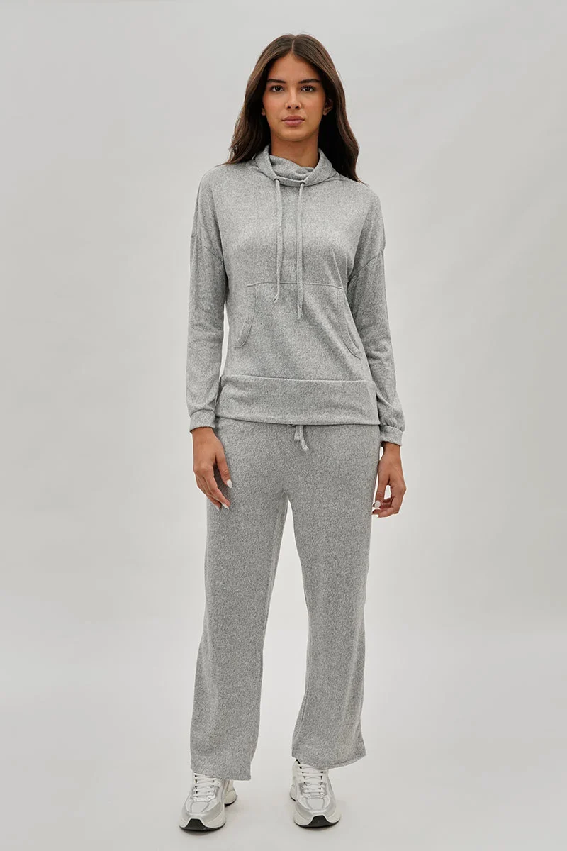 Cowl Neck Sweatshirt - Grey - Image 5