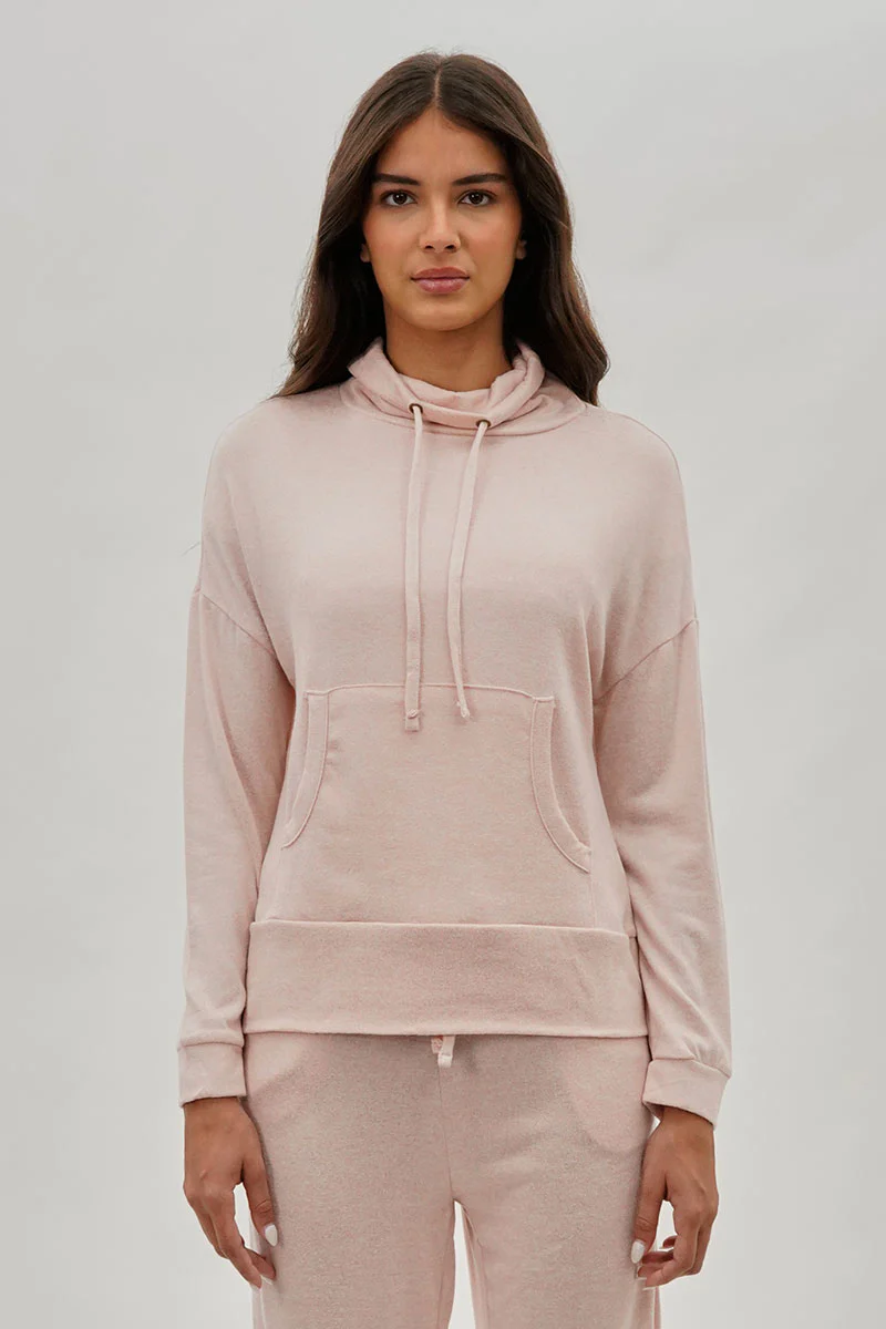 Cowl Neck Sweatshirt - Blush