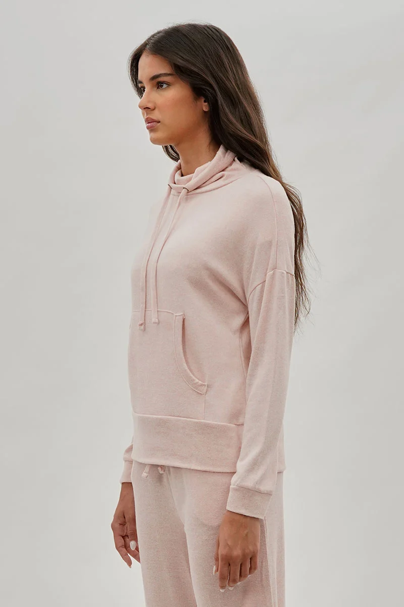 Cowl Neck Sweatshirt - Blush - Image 2