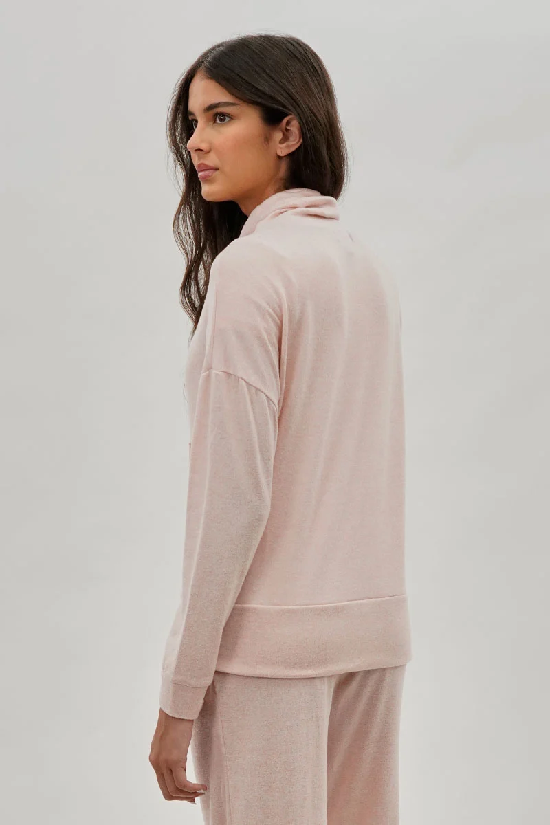 Cowl Neck Sweatshirt - Blush - Image 3