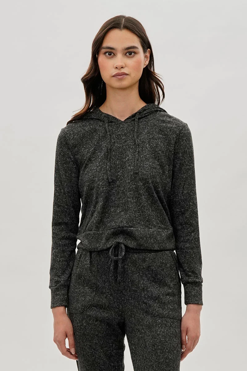 Cropped Pullover Hoodie - Black