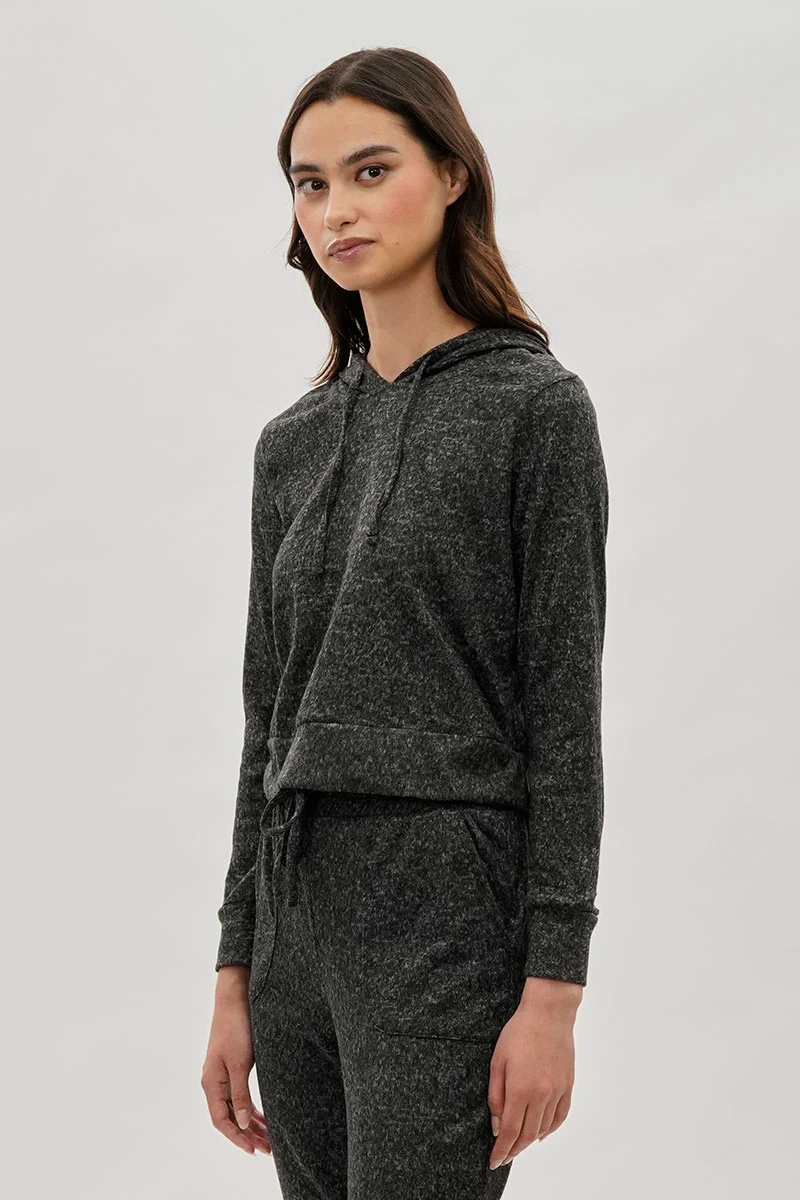 Cropped Pullover Hoodie - Black - Image 2