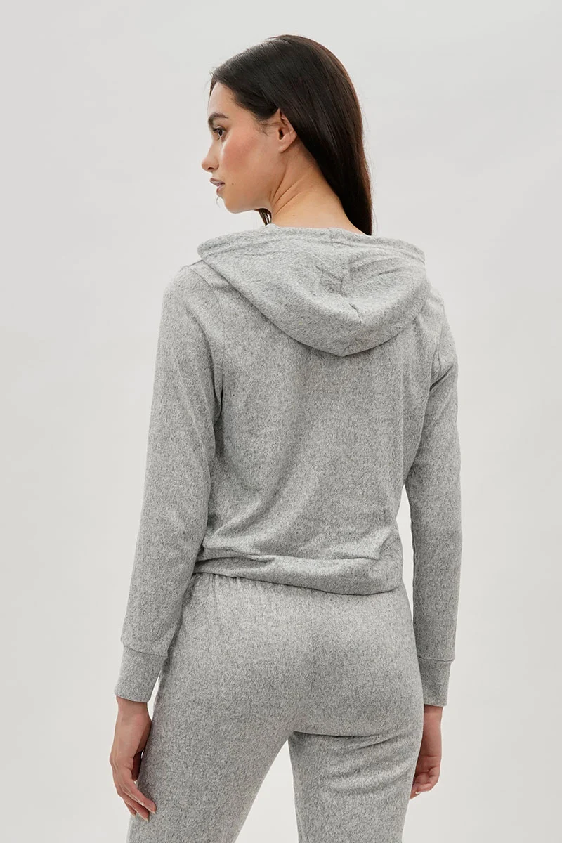 Cropped Pullover Hoodie - Grey - Image 3