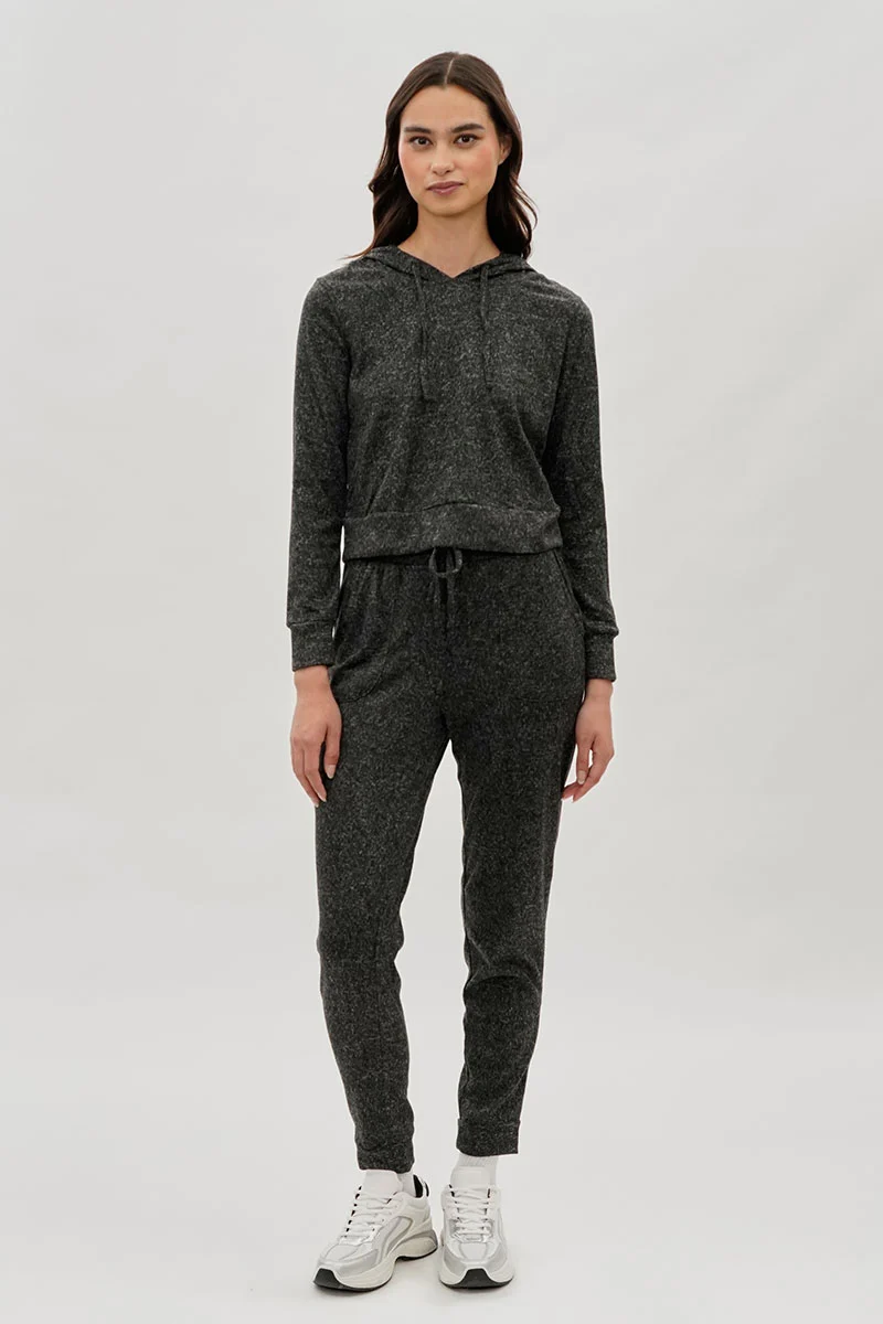 Tie Waist Knit Joggers - Black - Image 5