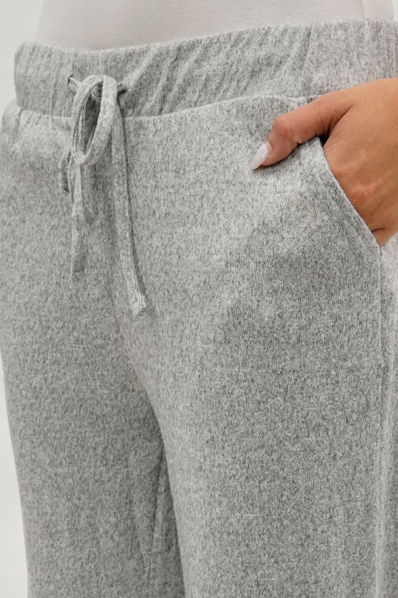 Wide Leg Drawstring Sweatpants - Grey - Image 4