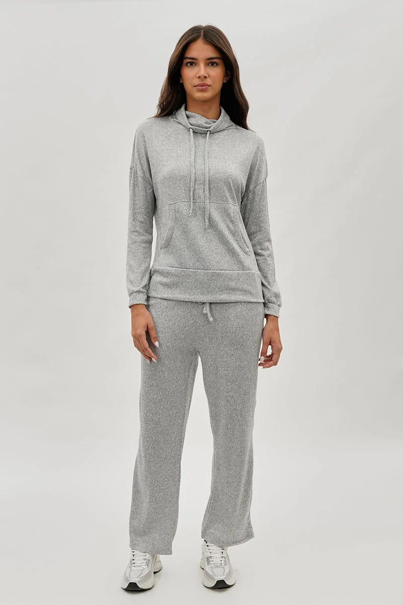 Wide Leg Drawstring Sweatpants - Grey - Image 5