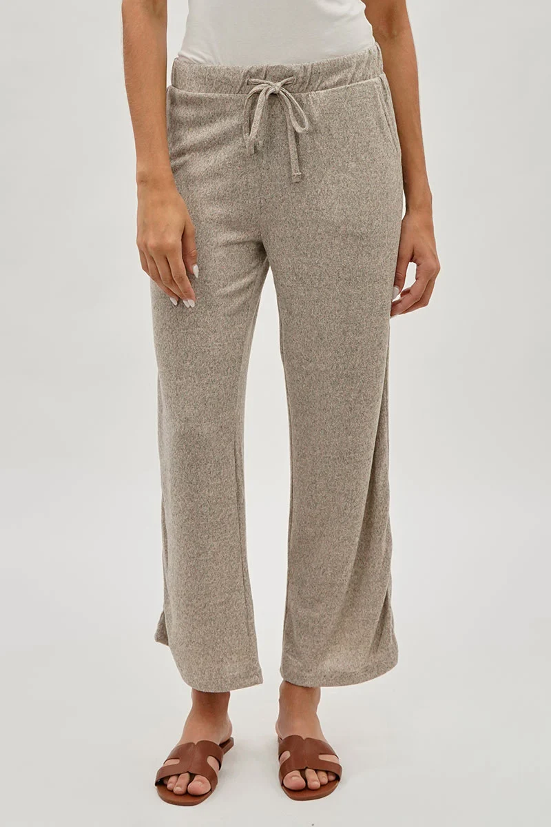 Wide Leg Drawstring Sweatpants - Cream