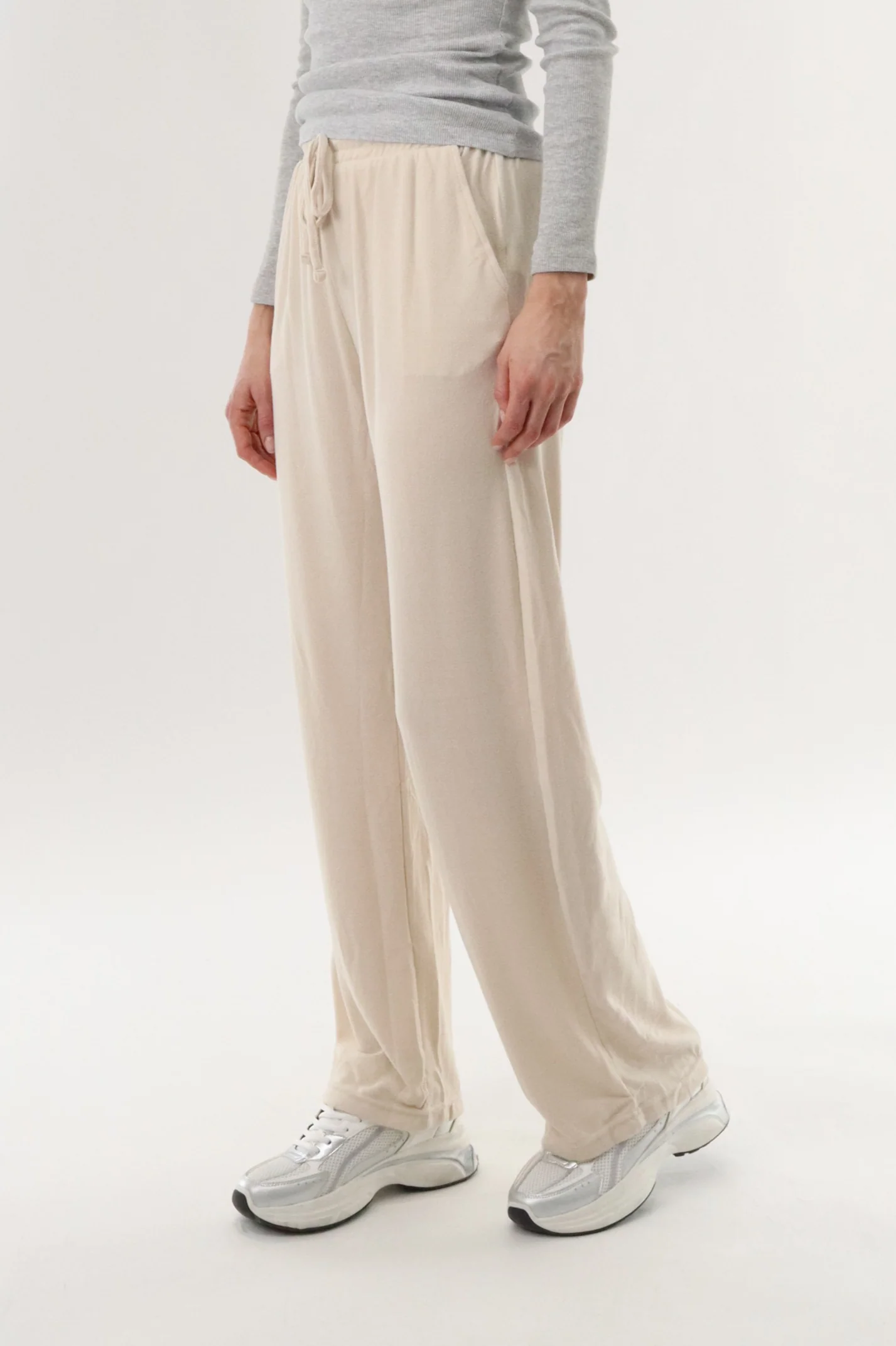 Wide Leg Sweatpants - Cream - Image 2