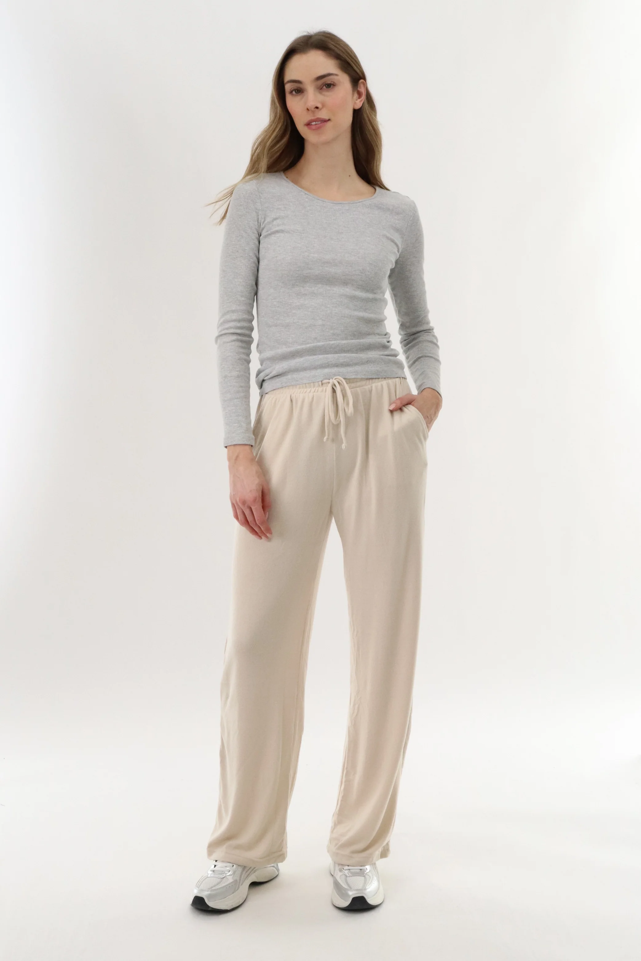 Wide Leg Sweatpants - Cream - Image 5