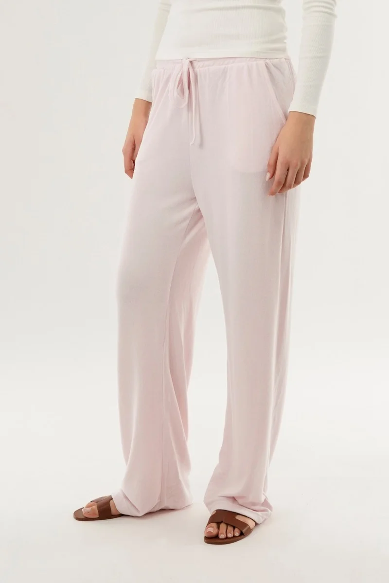 Wide Leg Knit Sweatpants - Pink - Image 2
